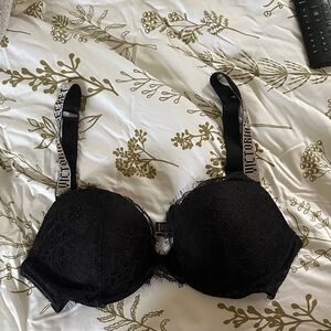 Victoria's Secret Black Lace Bra with Silver Accents